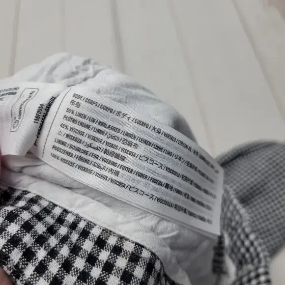 Abercrombie & Fitch gingham tailored linen blend wide leg pants 12 - Picture 6 of 7